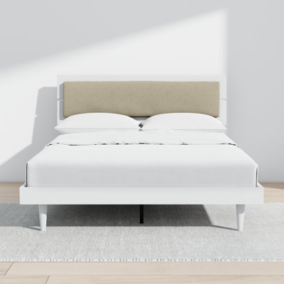 Benoni Wooden Bed With Taupe Cushion