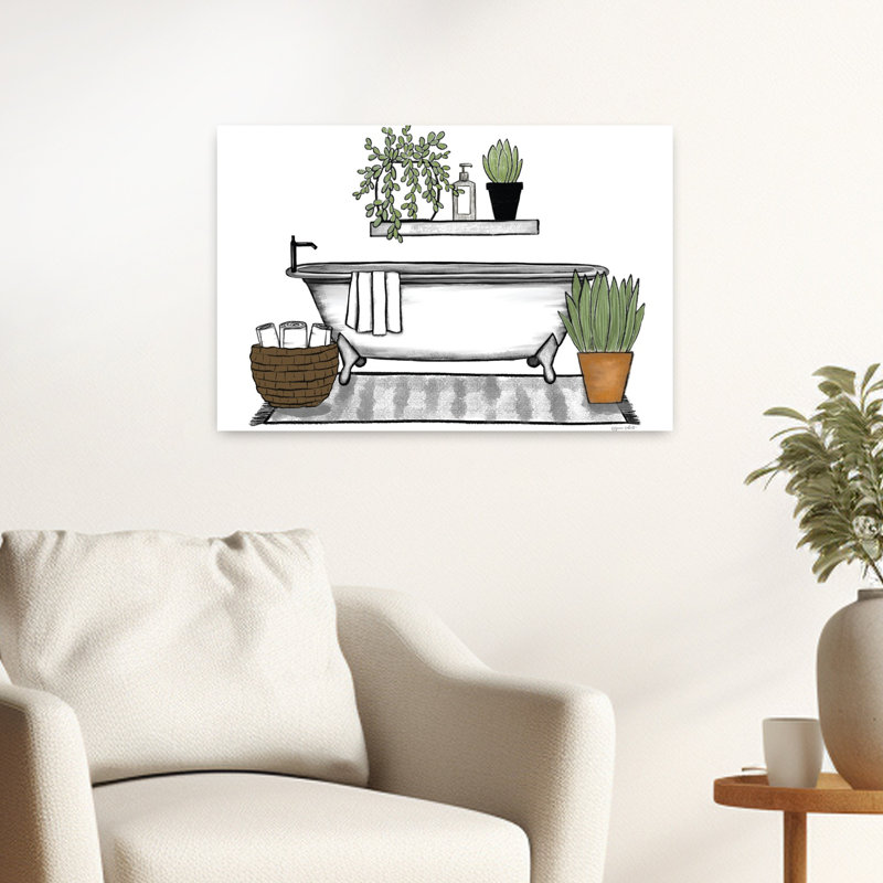 «Bathroom Plants I», art contemporain, H 16 po x l 24 po
