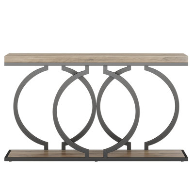 Korrion 55.11" Console Table with Metal Frame, Narrow Sofa Table for Living Room, Entrance, Hallway