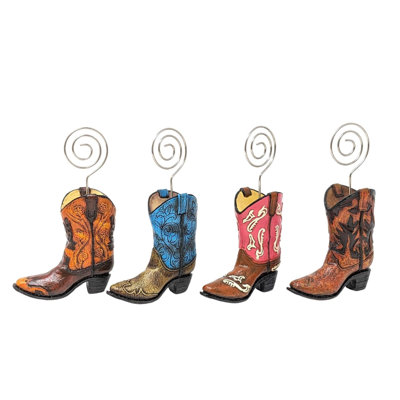 Ensemble de 4 porte-cartes en résine rustique Western Cowboy