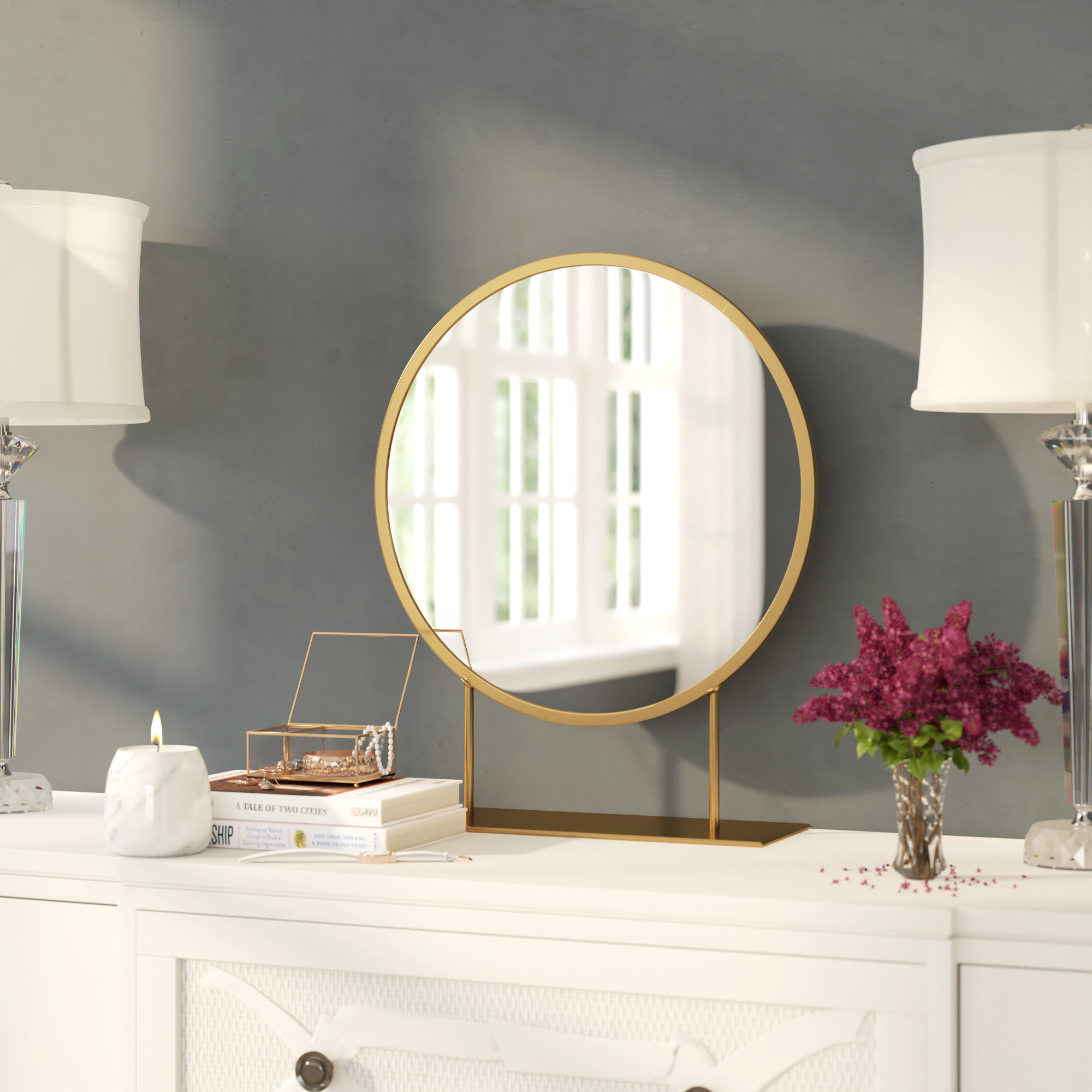 Willa Arlo™ Interiors Jackie Round Glam Beveled Accent Mirror & Reviews ...