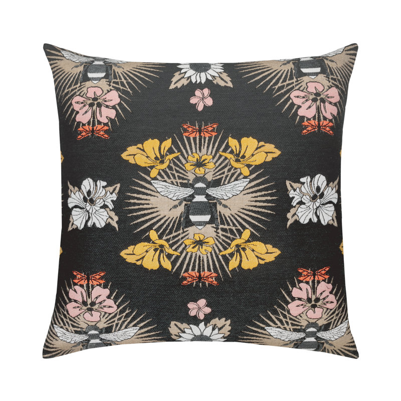Cultivate Sunbrella® Throw Square Indoor/Outdoor Pillow Cover & Insert by Elaine Smith, Charcoal