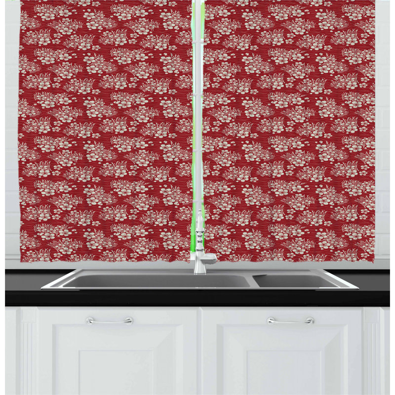 Rideau de cuisine en fleur de cerise