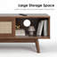 Meuble télé en rotin avec rangement, console média moderne Mid-Century Boho