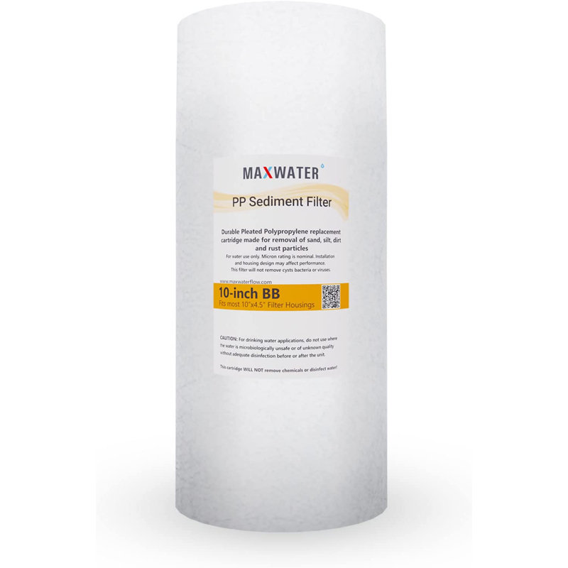Cartouche filtrante de remplacement pour eau 5 pouces Max Water 10 pouces x 4,5 pouces