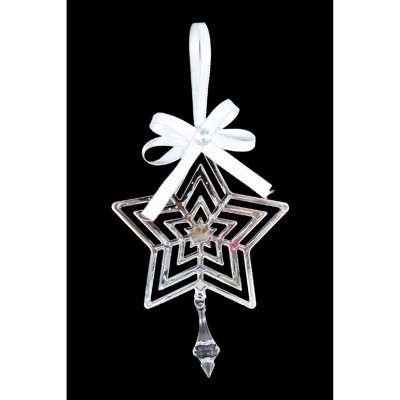 Ornement en métal argenté avec étoile en cristal - Paquet de 6
