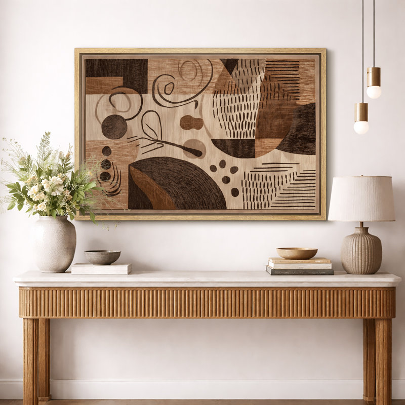 «Neutral Brown», motif géométrique abstrait, images de salon, impression sur toile encadrée, H 24 po x l 36 po x P 1,5 po