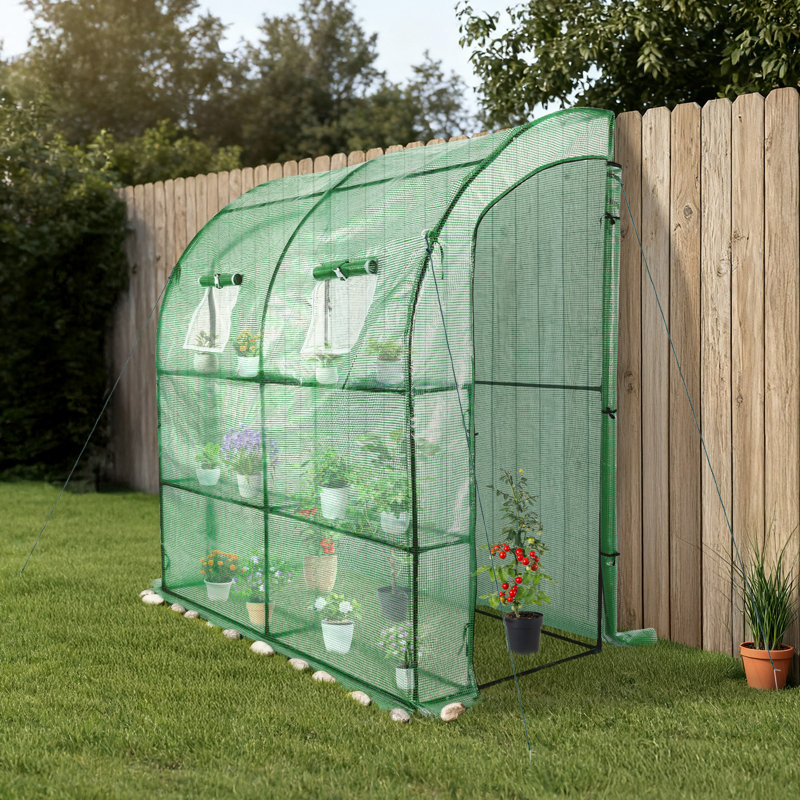 Aoodor 7x3x7 FT Lean to Greenhouse, Green