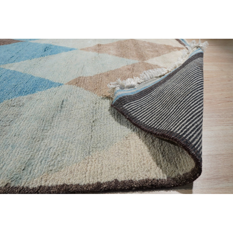Multicolor Hand-Knotted Wool Diamond Cascade Geometric Modern Contemporary Carpet Rug, 10' x 14'