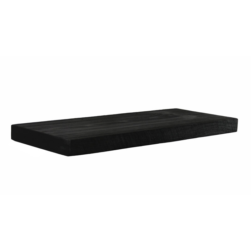 Pine Floating Shelf, 2" H x 36" W x 12" D, Black