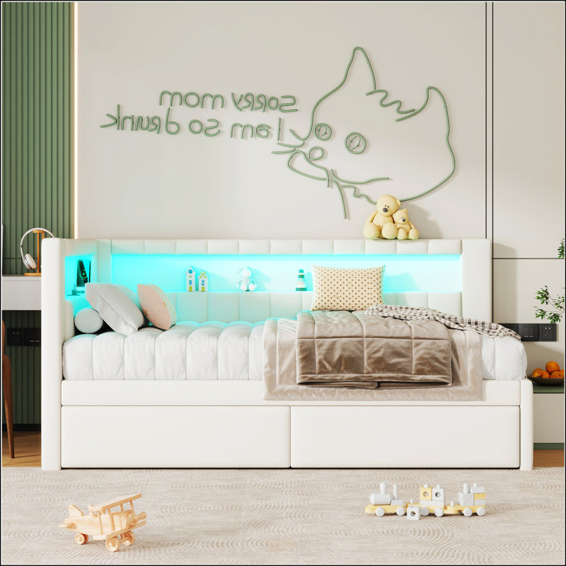 Upholstered Twin Size Platform Bed