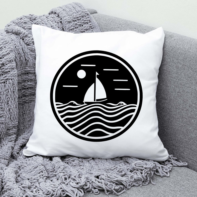 Nautical Sea Life_445 - Coussin décoratif en polyester, H 20 po x l 20 po
