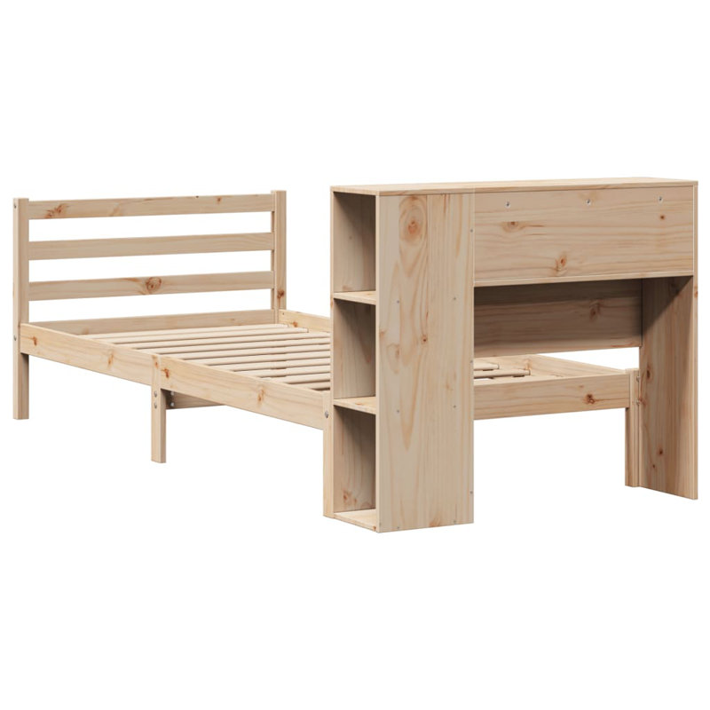 Bookcase Bed Without Mattress Solid Wood Pine, 81 x 219.5 cm, Natural