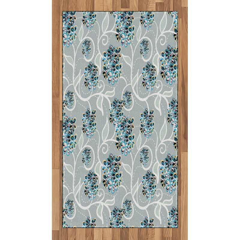 Tapis décoratif floral à haute densité en fibres de polyester, Rectangle 2 pi 7 po x 5 pi