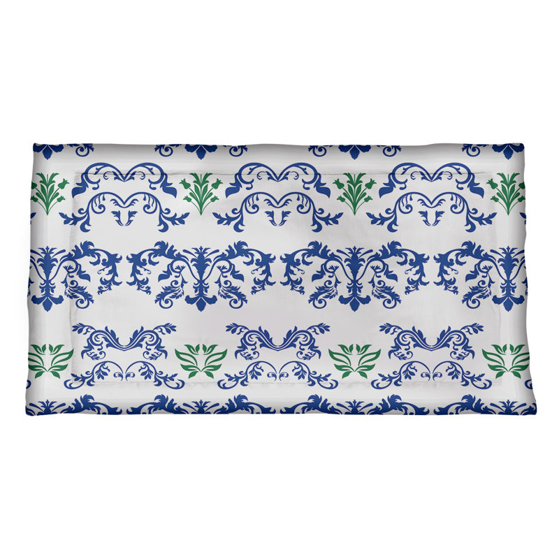 Football Baroque Pattern Pillow Sham, Standard, Polyester, White/Blue/Green