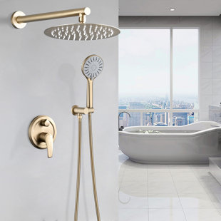 Ensemble de pomme de douche à pluie haute pression murale 10 pouces avec douche à main à 5 fonctions pour la salle de bain 