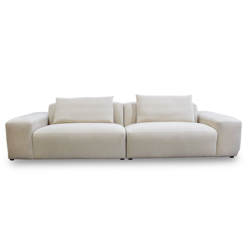 Marbella 118" Modern Deep Seat Upholstered Sofa, Cream