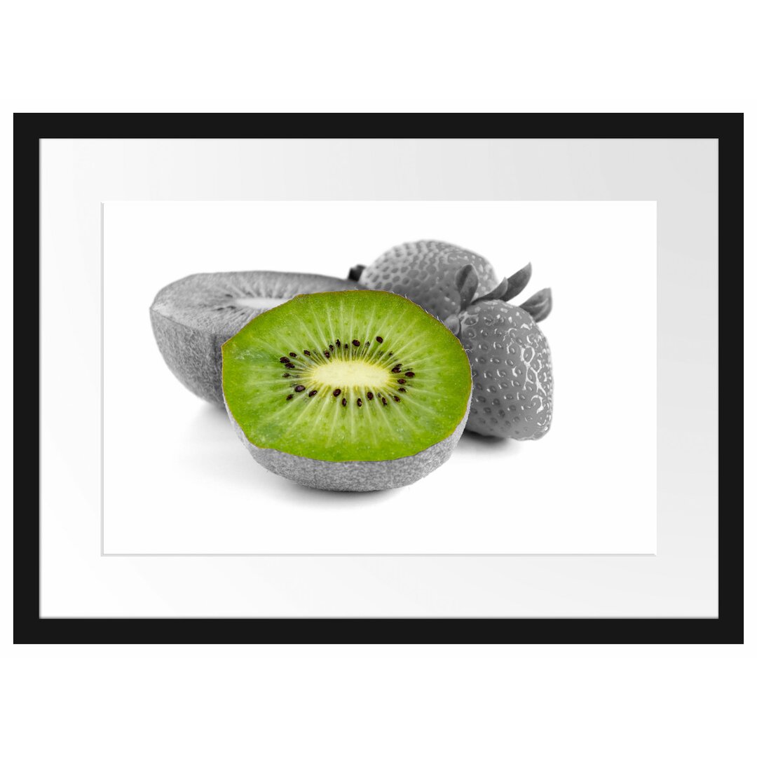 Gerahmtes Poster Fruchtige Erdbeeren mit Kiwi