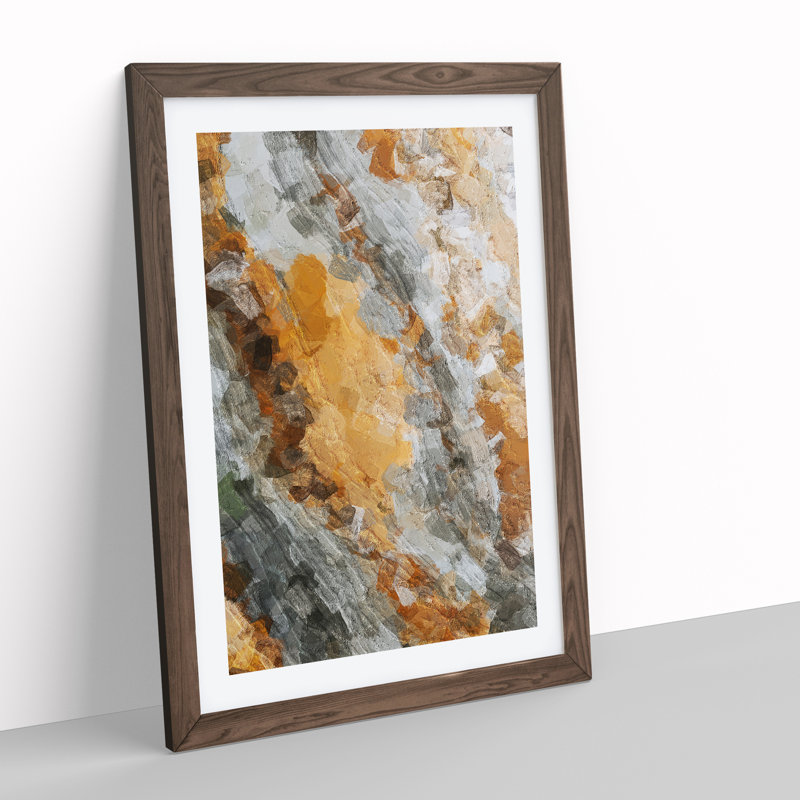 Brown Sugar Abstract - Wall Art, 66cm H x 48cm W x 2cm D, Walnut Framed, White