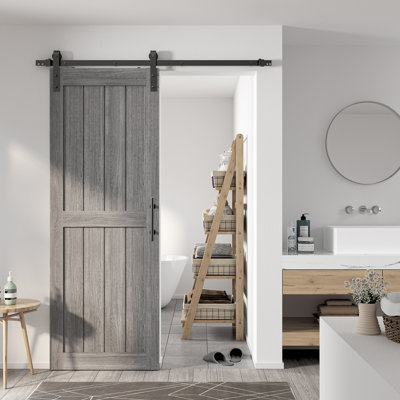 Paneled PVC Manufactured Wood Barn Door With Hardware Kit