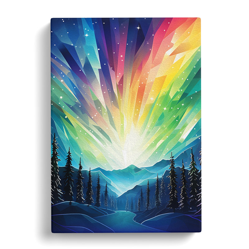Northern Lights Geometric - Wrapped Canvas, 60cm H x 40cm W x 3cm D