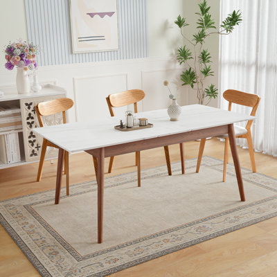 Natural Solid Oak Round-Cornered Diagonal-Leg Telescopic Table, 1.2–1.6 M, For 6–8 People, Dining Table, Wood