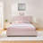Queen Size Kids Upholstered Bed With Oversized Rabbit Ear Headboard, Led Light & 4 Storage Drawers, Boucle Fabric (84.5''X62.75''X41'')-164909487-164909489