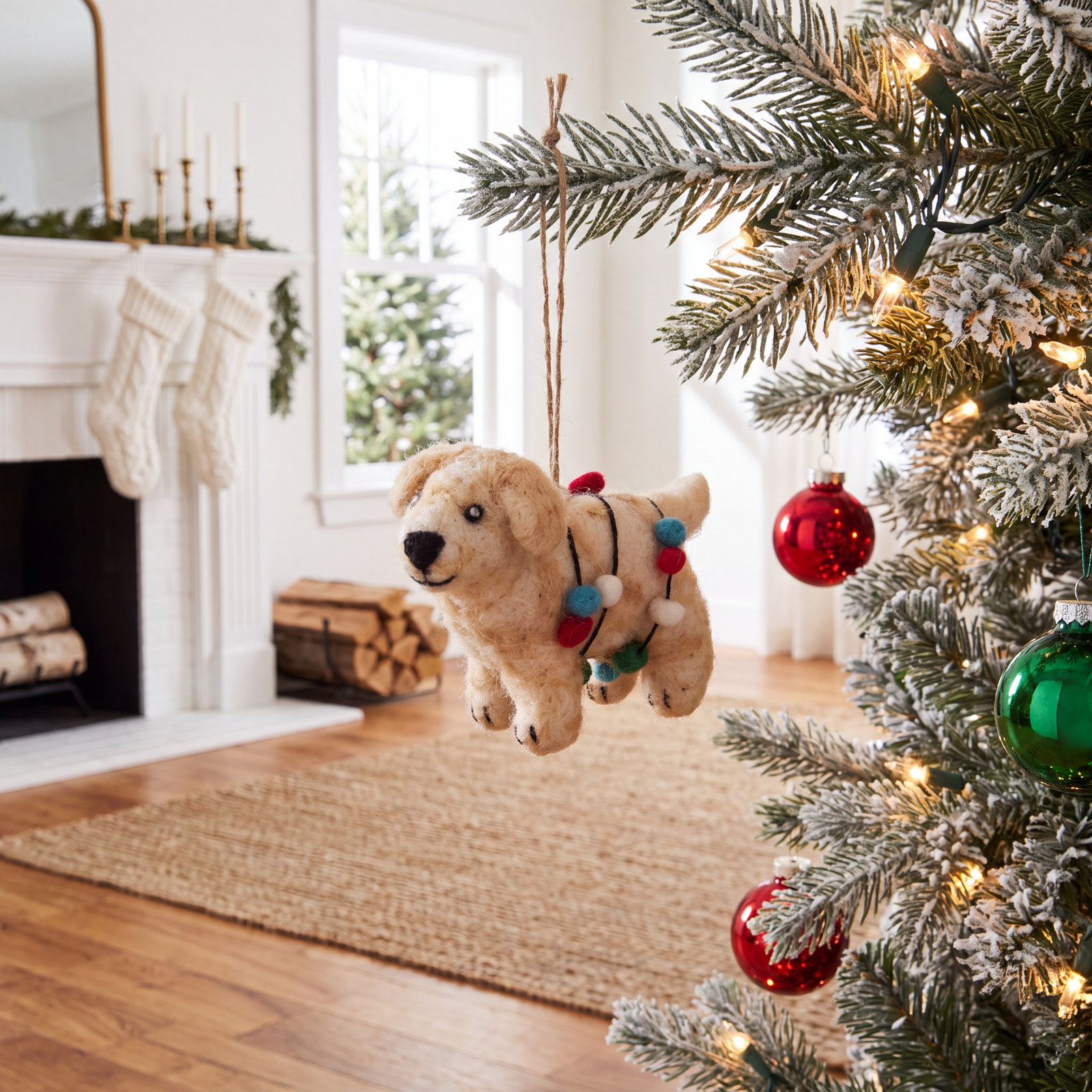 Felted Festive 3" Pup Ornament