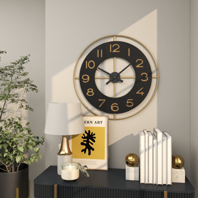 Gold Metal Decorative Wall Clock with Gold accents, 28" x 1" x 28"