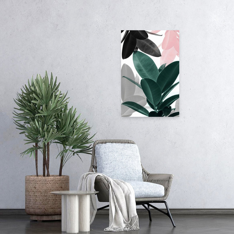 «Leaf Play», art mural contemporain abstrait, H 24 po x l 16 po