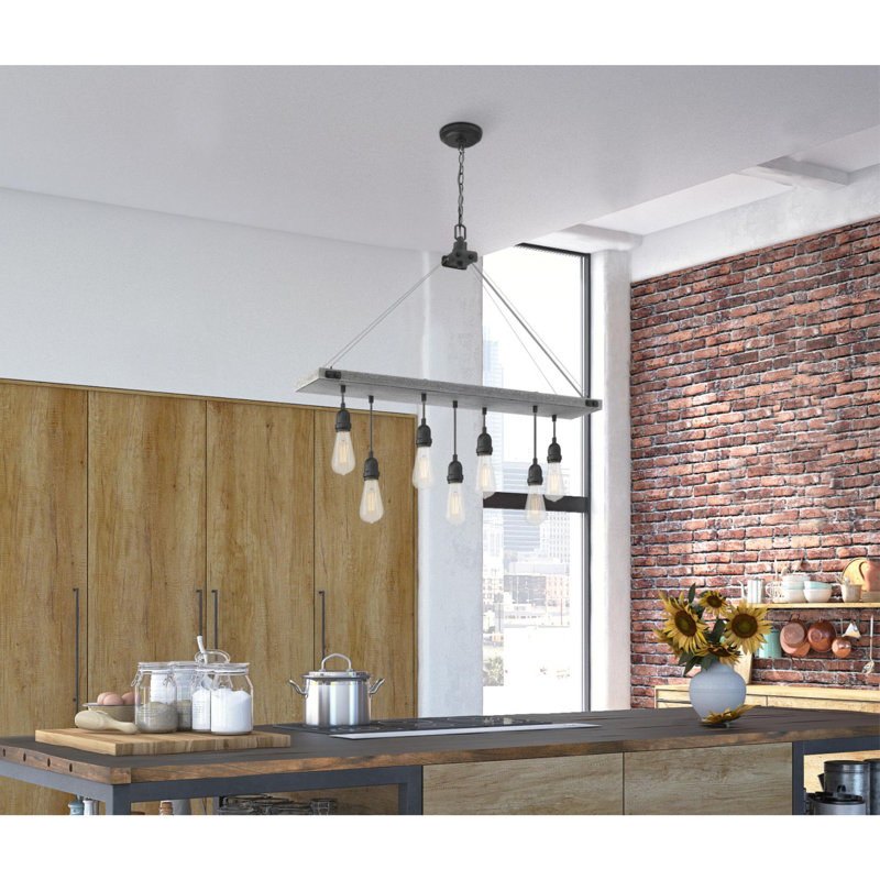 Elway Antique Ash and Gun Metal 36" Linear Chandelier