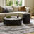 2 Drum Coffee Table, Sintered Stone Top, Fully-assembled