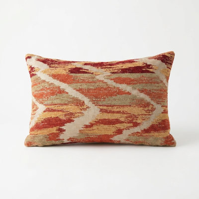 Tangelo Avalanche Ikat Lumbar Indoor / Outdoor Pillow Cover & Insert