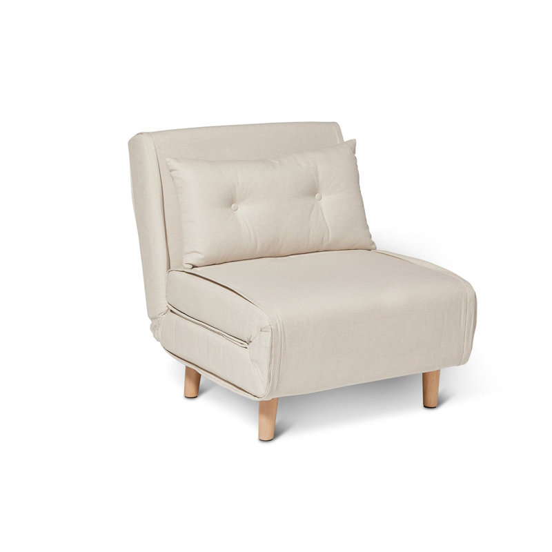 Trahan 1 Seater Fold Out Sofa Bed, 80cm H x 75cm W x 86.5cm D, Warm White