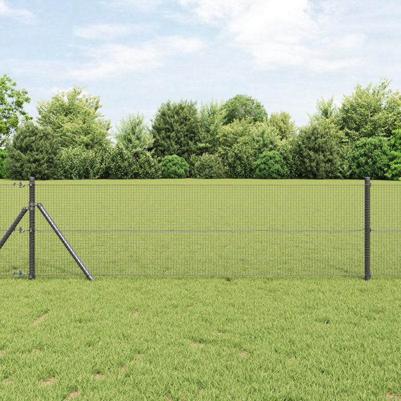 Welded Wire Fence Galvanised Steel, Grey, 60cm H x 2500cm W