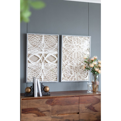 Of 2 Paper Leaf Shadow Box Wall Embellishing Piece, 23.5X1x35.5", Gray-Washed Frame, Detailed Assembly, Enriches Office & Family Spaces 2 Trim, Gray Washed Intricate Craft, Adorns Modern Offices Rooms