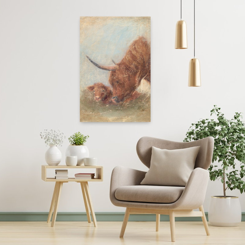 Premier matin à la ferme, art abstrait contemporain de vache, H 36 po x l 24 po