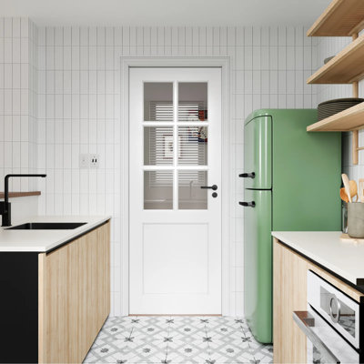 6-Lite Clear Glass Solid Core Door Slab - Solid Manufactured Wood White Primed Standard Size Interior