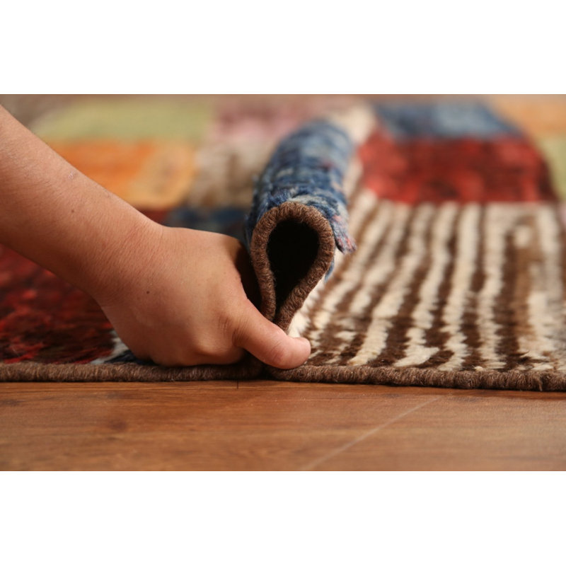 Tapis à carreaux en laine à motif oriental marocain 7 x 10