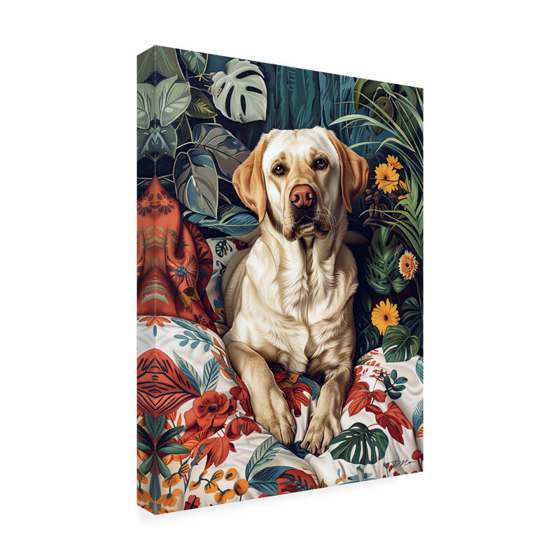 Art sur toile «Bachelor Labrador Pling Entre Plants 2», H 24 po x l 32 po