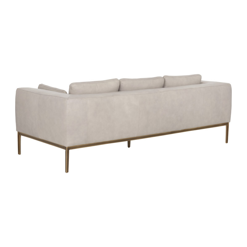 Burr Leather Sofa, Taupe Genuine Leather