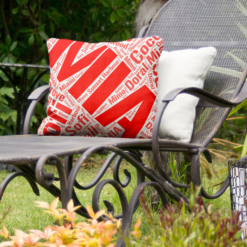 Coussin intérieur / extérieur Miami, Rouge, Oui, H 20 po x l 20 po
