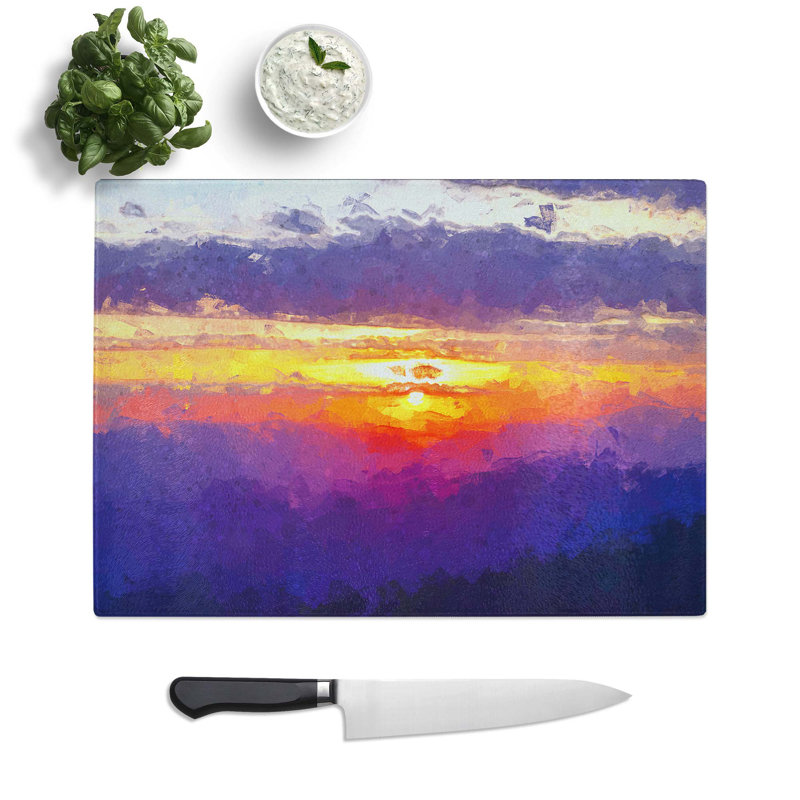 Tempered Glass Cloudy Sunset Chopping Board, 28.5 cm W x 20 cm L