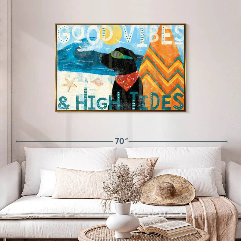 Good Vibes II, Cadre flottant doré, 43 po x 29 po