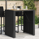 Lesbury Garden Bar Table with Acacia Wood Top Poly Rattan