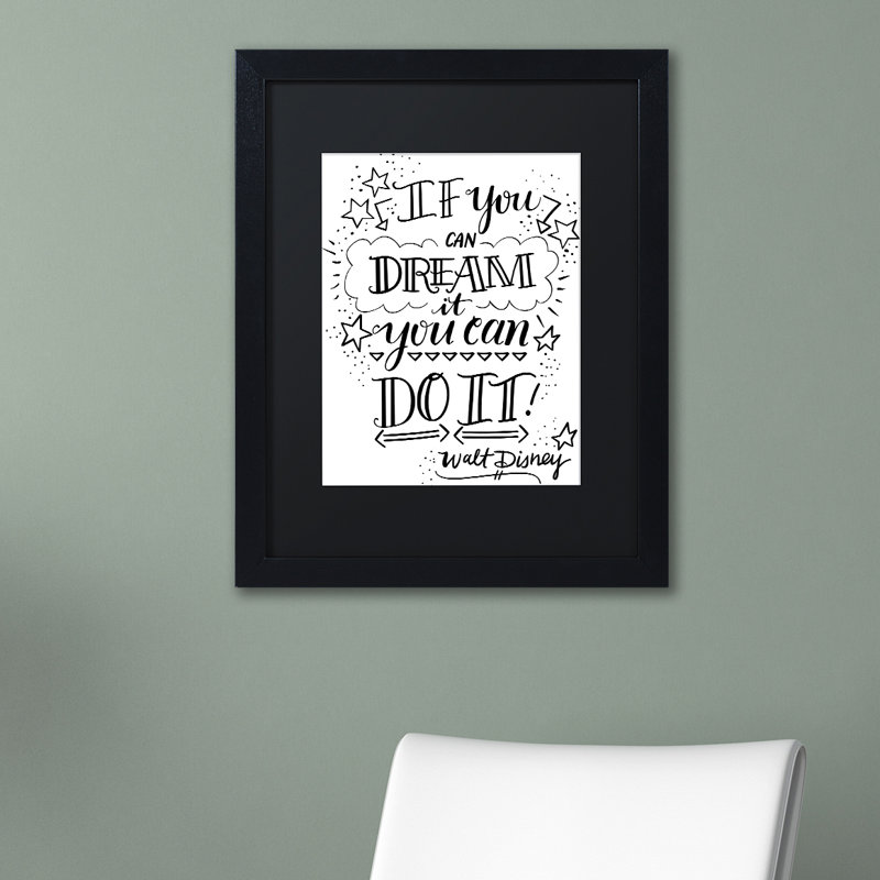 « rêve it do it », art textuel encadré, Noir, H 14 po x l 11 po x P 0,5 po, Noir