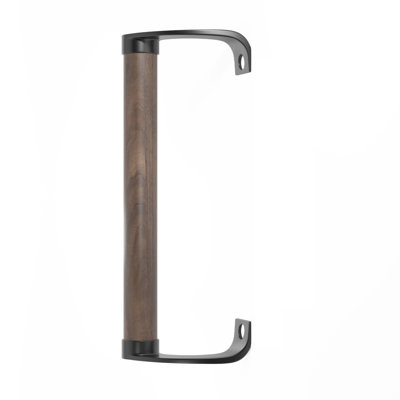 Sliding Patio Door Wood Handle With Black Brackets, 6-1/2" Hole Spacing, Interior Use (dh-108)