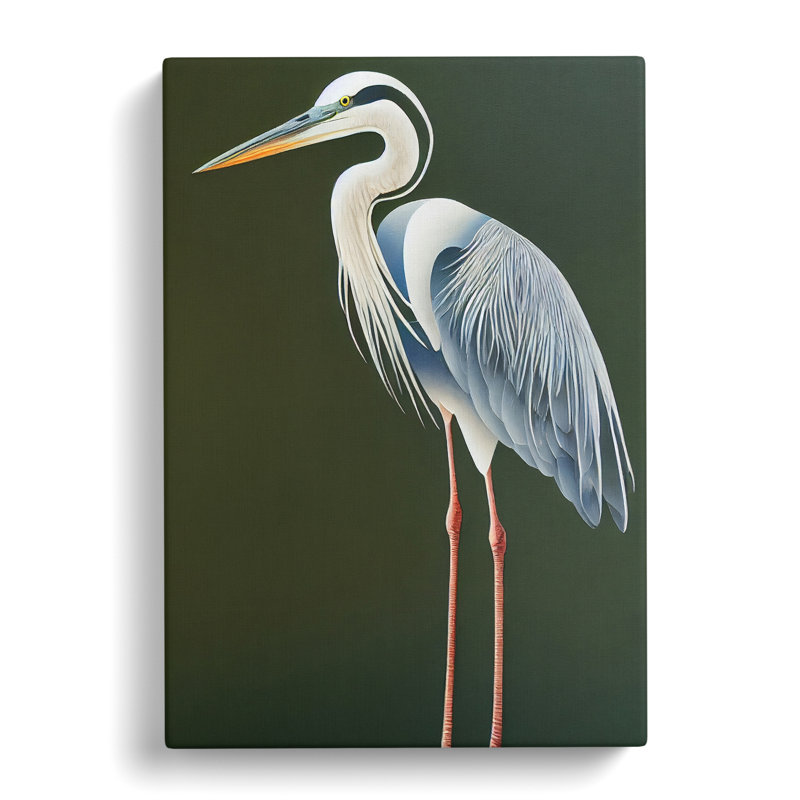 Heron Bird Traditional Vol.2 - Wall Art, 50cm H x 35cm W x 3cm D, Canvas