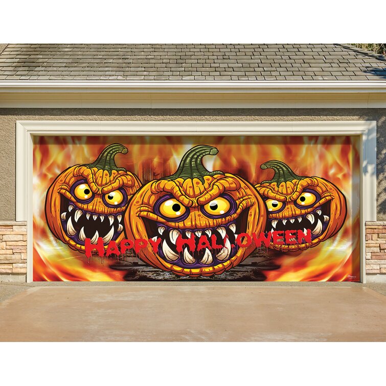 My Door Decor 7 ft. x 8 ft. Happy Halloween Jack-O-Lanterns Garage Door  Decor Mural for Single Car Garage 285903HALL-005 - The Home Depot