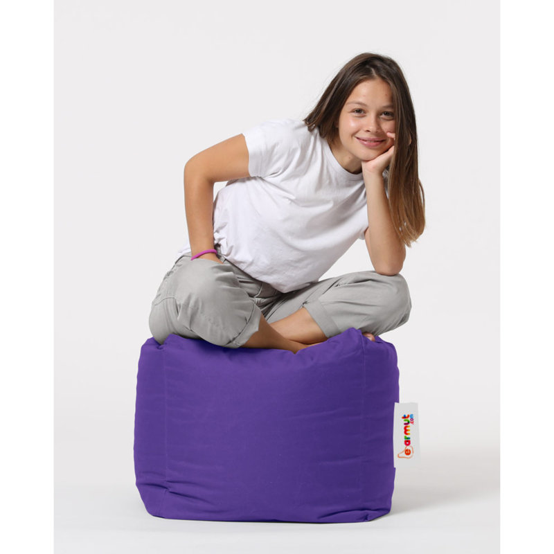 45cm Wide Round Solid Colour Pouffe Ottoman, Purple